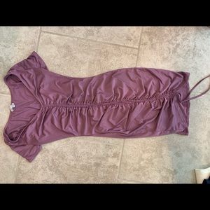 Purple tight fitting midi dress